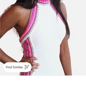 Fate White and Pink Midi Dress